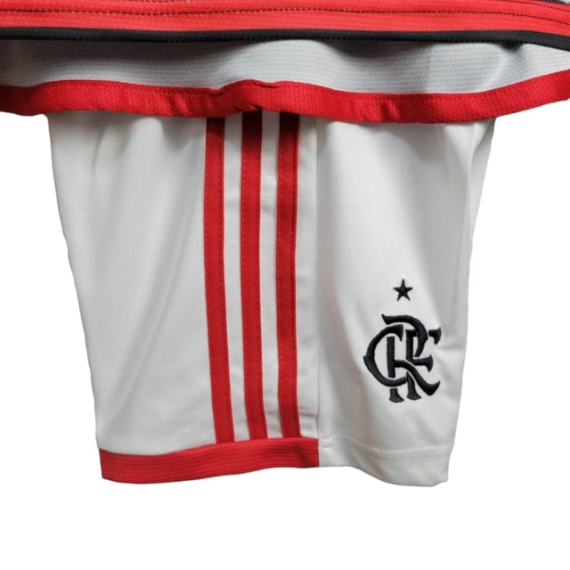 Kit Infantil Flamengo I 24/25 manga longa - Adidas - Vermelho e preto
