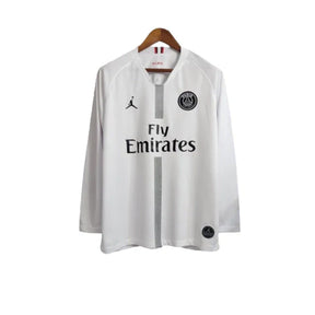Camisa Retrô Paris Saint German Edição Champions League 2018/2019 manga longa - Masculina Jordan - Branca com detalhes em branco e vermelho e preto