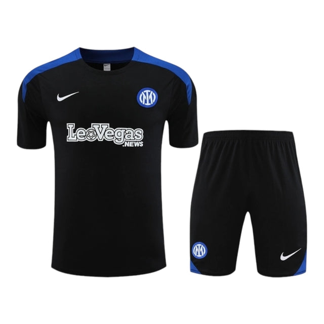 Kit Treino adulto - Camisa e Shorts - Inter de Milão Nike 24/25 - Preto com detalhes em azul