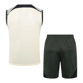 Kit Treino adulto - Camisa e Shorts - Barcelona Adidas 23/24 - Bege e verde