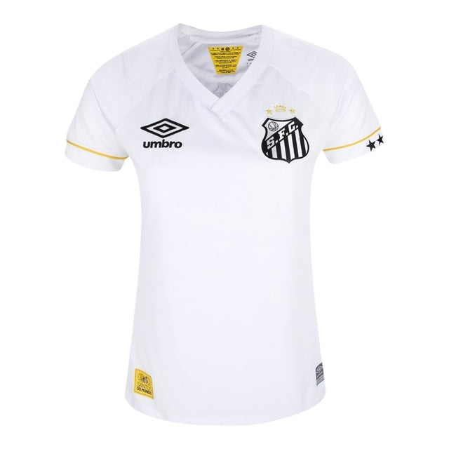 Camisa Santos I 23/24 - Torcedor Umbro Feminina - Branca com detalhes em amarelo