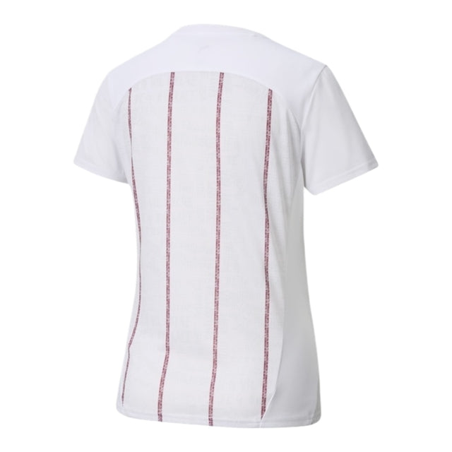 Camisa Manchester City Pré-jogo 25/26 - Torcedor Adidas Feminina - Branca com detalhes em vinho