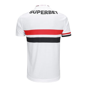 Camisa São Paulo I 25/26 - Torcedor New Balance Masculina - Branca com detalhes em vermelho e preto