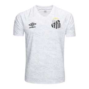 Camisa Santos Pré-jogo 25/26 - Torcedor Umbro Masculina - Branca com detalhes em cinza