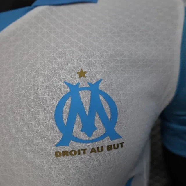 Camisa Olympique Marseille I 25/26 - Jogador Puma Masculina - Branca e azul