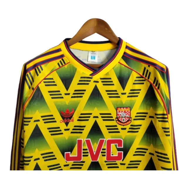 Camisa Retrô Arsenal II 1991/1993 manga longa - Masculina Adidas - Amarela com detalhes em verde e vermelho
