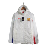 Jaqueta Corta-Vento Barcelona 23/24 - Branca com detalhes em vermelho e azul