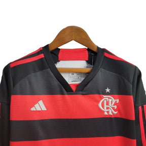 Kit Infantil Flamengo I 24/25 manga longa - Adidas - Vermelho e preto