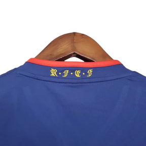 Camisa Retrô Seleção da Espanha II 2010 manga longa - Adidas Masculina - Azul com detalhes em amarelo e laranja