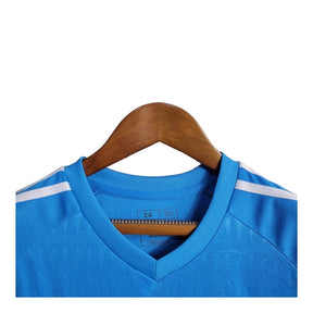 Kit Infantil Real Madrid Goleiro I 23/24 - Adidas - Azul com detalhes em preto e branco