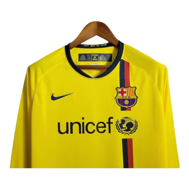 Camisa Retrô Barcelona II 08/09 manga longa - Masculina Nike - Amarela com detalhes em azul e vermelho
