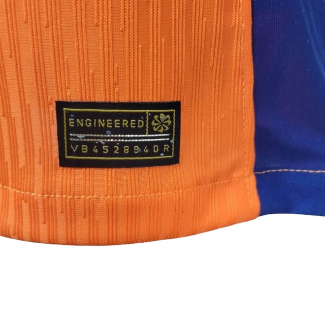 Camisa Seleção da Holanda I 24/25 - Jogador Nike Masculina - Laranja com detalhes em azul