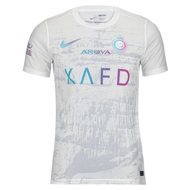 Camisa Al-Nassr III 23/24 - Torcedor Nike Masculina - Branca com detalhes em roxo