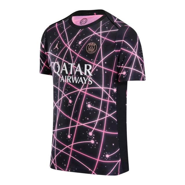 Camisa Paris Saint-German Pré-jogo 25/26 - Torcedor Jordan Masculina - Preta com detalhes em rosa