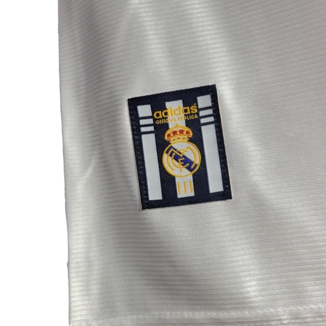 Camisa Retrô Real Madrid I 98/00 - Masculina Adidas - Branca com detalhes em azul e amarelo