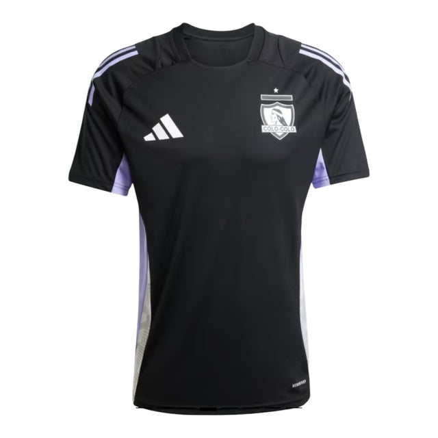 Camisa Colo Colo do Chile Treino 25/26 - Torcedor Adidas Masculina - Preta com detalhes em roxo e branco