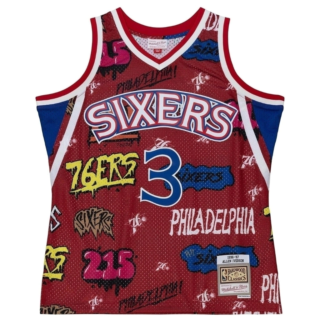 Regata Philadelphia 76ers Grafite Sticker Allen Iverson 1996/97