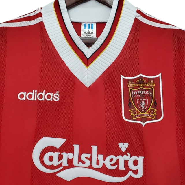 Camisa Retrô Liverpool 1996/1997 - Masculina Adidas - Vermelha e branca